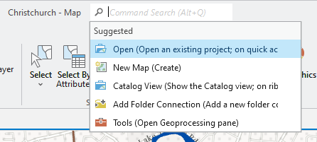 Textfeld "Befehlssuche" in ArcGIS Pro