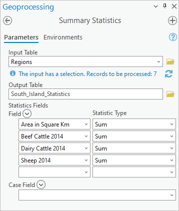 Werkzeug "Summenstatistik"