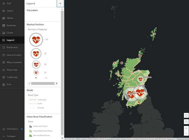 Webkarte "Scotland Medical Facilities"