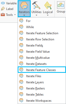 Hinzufügen des Werkzeugs "Feature-Classes iterieren"