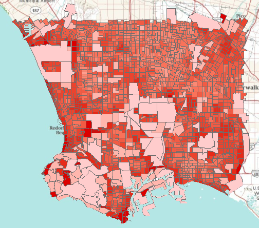 Standardfehler für Adipositasraten in Blockgruppen in Los Angeles