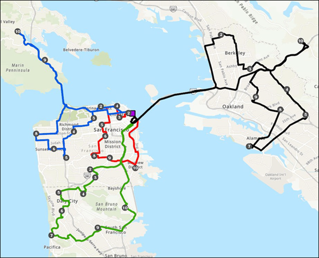 Karte mit einer Vehicle Routing Problem-Analyse