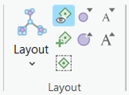 Das Symbol für das aktuelle Layout wird auf dem Menüband im Dropdown-Menü "Layout" in der Gruppe "Layout" angezeigt.