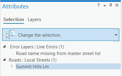 Der ausgewählte Layer "Summit Hills Lm" im Bereich "Attribute"