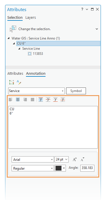 Formatierung der Annotation