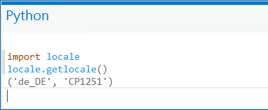 Gebietsschema des Python-Fensters in einer deutschen Umgebung