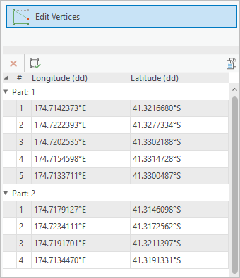 Geometrieeigenschaften für ein Multipart-Feature