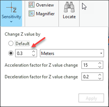 Z-Einstellung für Stereo-Cursor