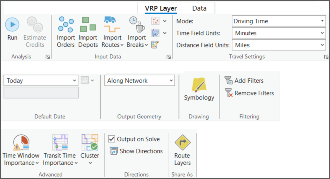 Registerkarte "VRP-Layer"