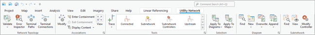 Gruppen auf der Registerkarte "Utility Network"