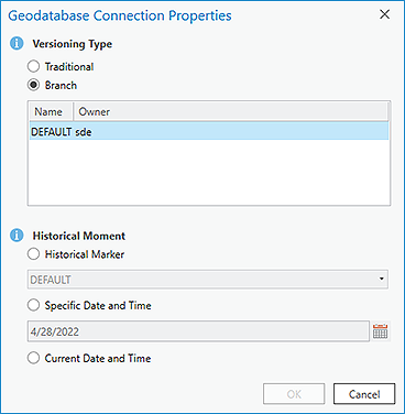 Geodatabase-Verbindungseigenschaften (Dialogfeld)