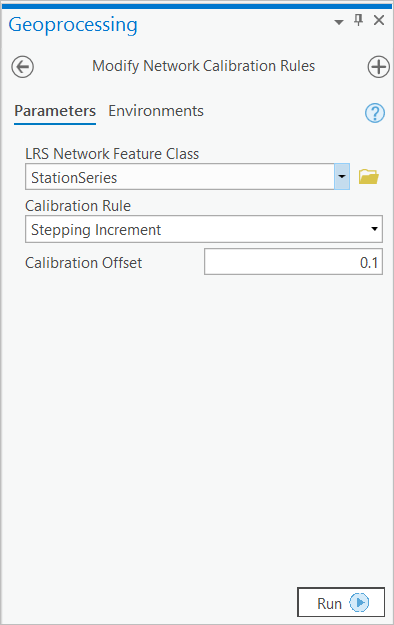 Geoverarbeitungswerkzeug "Modify Network Calibration Rules" mit der Kalibrierungsregel "Stepping Increment"