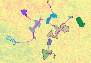 Ausgabepfade und Regionen über der Kostenoberfläche