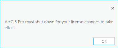 Aufforderung zum Herunterfahren von ArcGIS Pro
