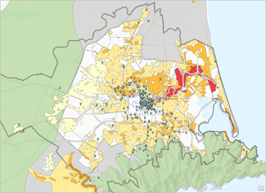 Karte des Stadtgebiets von Christchurch