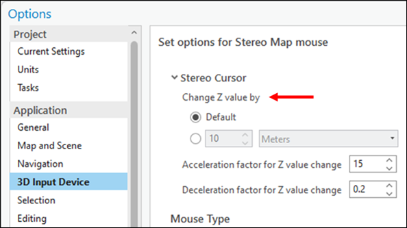 Z-Einstellung für Stereo-Cursor