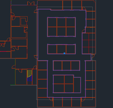 Gruppierte geschlossene Polylinien, die einen Gang darstellen, in CAD