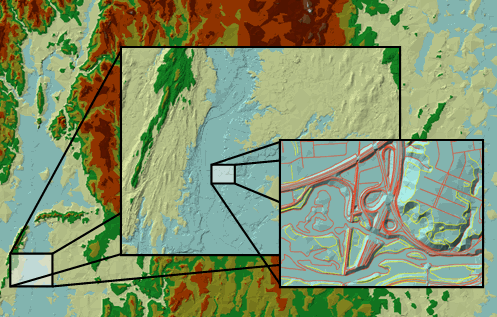 Mehrere Auflösungen eines Terrain-Datasets