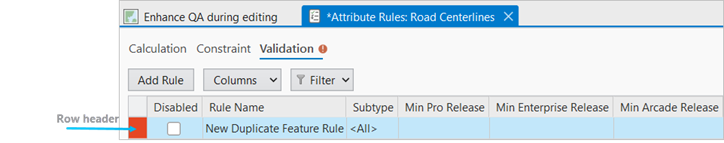 Ansicht "Attributregeln", in der erforderliche Parameter fehlen