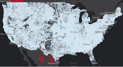 Eine Karte mit einem detaillierten Dataset zur Hydrologie