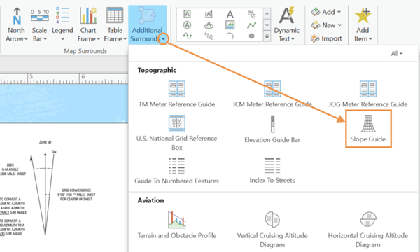 Slope Guide element in the Additional Surrounds drop-down options