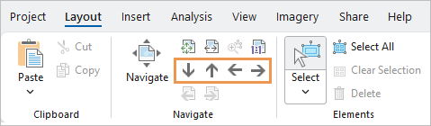 Registerkarte "Layout" mit Schaltflächen für die Seitennavigation Registerkarte "Layout" mit Schaltflächen für die Seitennavigation