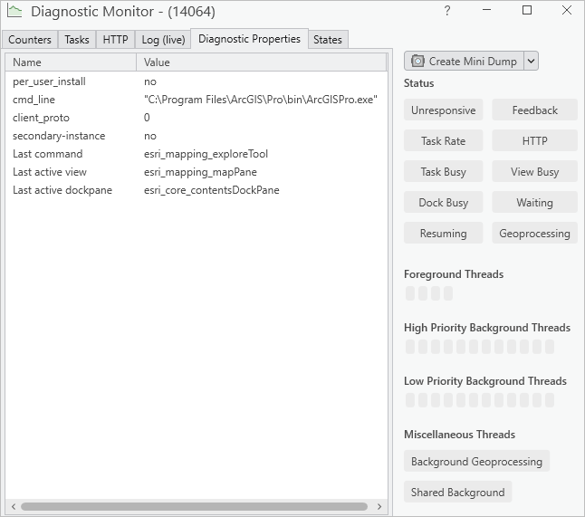Registerkarte "Diagnoseeigenschaften" in Diagnostic Monitor Registerkarte "Diagnoseeigenschaften" in Diagnostic Monitor