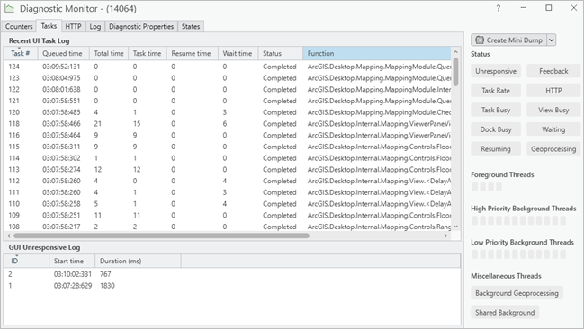 Registerkarte "Tasks" in Diagnostic Monitor Registerkarte "Tasks" in Diagnostic Monitor