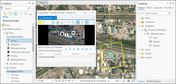 Im Bereich "Inhalt" aufgelistete und im Videoplayer und in der Karte angezeigte Features Im Bereich "Inhalt" aufgelistete und im Videoplayer und in der Karte angezeigte Features