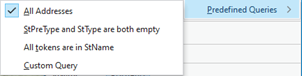 Vordefinierte Abfragen für "Geteilte Adresse überprüfen" Vordefinierte Abfragen für "Geteilte Adresse überprüfen"