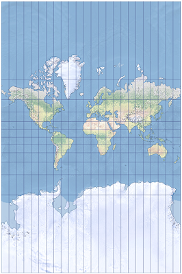 Ein Beispiel für die Mercator-Projektion Ein Beispiel für die Mercator-Projektion