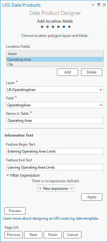 Positionsfelder auswählen, die in das Routenprotokoll einbezogen werden sollen Positionsfelder auswählen, die in das Routenprotokoll einbezogen werden sollen