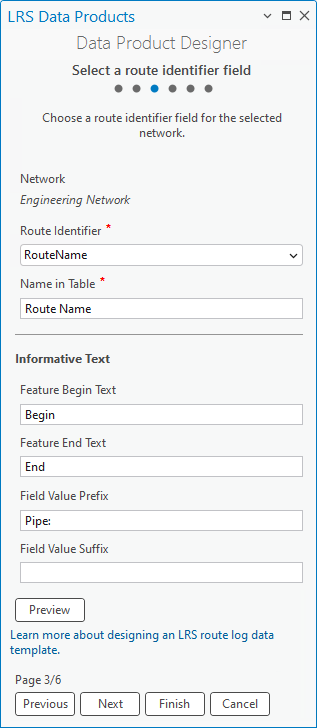 Ein Routenkennungsfeld wählen und informative Texte für eine Routenprotokollvorlage eingeben Ein Routenkennungsfeld wählen und informative Texte für eine Routenprotokollvorlage eingeben