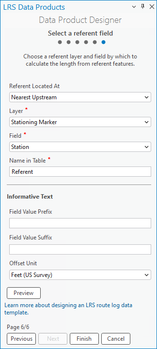 Einen Referenz-Layer und ein Referenzfeld für eine Routenprotokollvorlage auswählen Einen Referenz-Layer und ein Referenzfeld für eine Routenprotokollvorlage auswählen