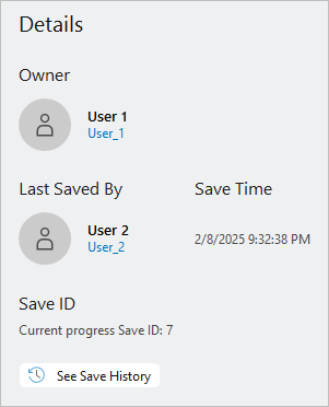 Der Abschnitt "Details" auf der Seite "Info" Der Abschnitt "Details" auf der Seite "Info"