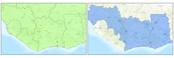 Mit Punkt-Features zurückgegebene Polygone Mit Punkt-Features zurückgegebene Polygone
