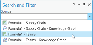 Karte "Formula1 - Teams", ausgewählt als Quelle Karte "Formula1 - Teams", ausgewählt als Quelle