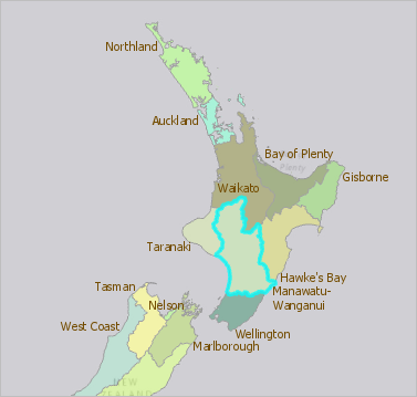 Karte mit der ausgewählten Region