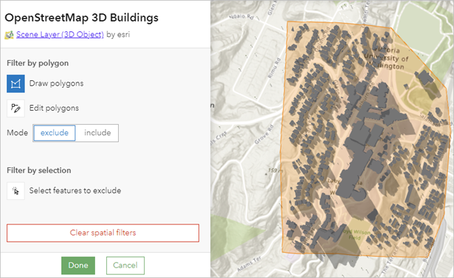Ausschluss-Polygon um "Buildings_3D"-Features