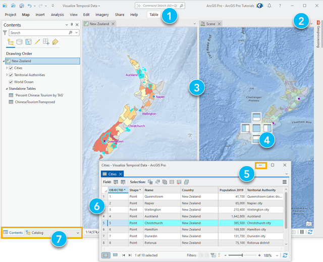 ArcGIS Pro-Bedienoberfläche mit Anpassungen