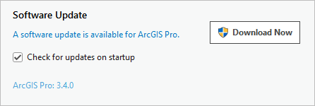 Meldung zur Softwareaktualisierung auf der Seite "Info zu ArcGIS Pro"