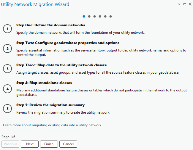 Erste Seite des Assistenten für die Migration in ein Versorgungsnetz