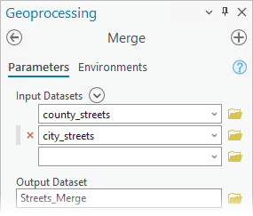 Parameter "Eingabe-Datasets" des Werkzeugs "Zusammenführen (Merge)"