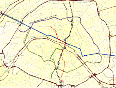 Verkehrsnetz im Zentrum von Paris