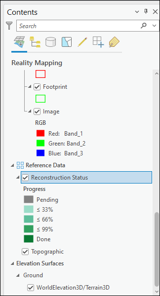 Layer "Rekonstruktionsstatus" im Bereich "Inhalt"