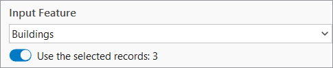 Dropdown-Pfeil "Eingabe-Feature" und ausgewählte Definitionsabfrage