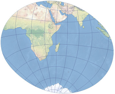 Beispiel für die schiefachsige Mercator-Projektion nach Laborde