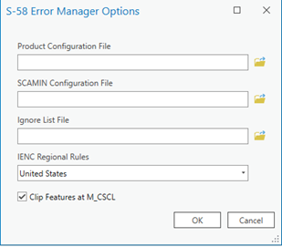 S-58 Error Manager Options dialog box