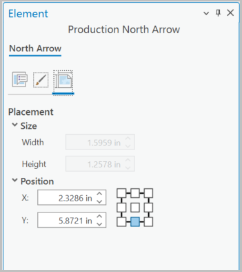 Element pane with the Placement tab active and the Size and Position sections expanded