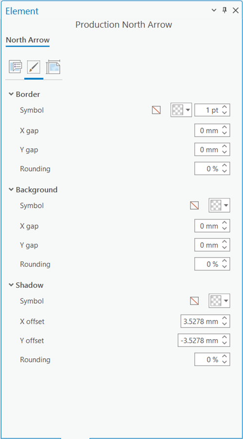 Element pane with the Display tab active and the Border, Background, and Shadow sections expanded